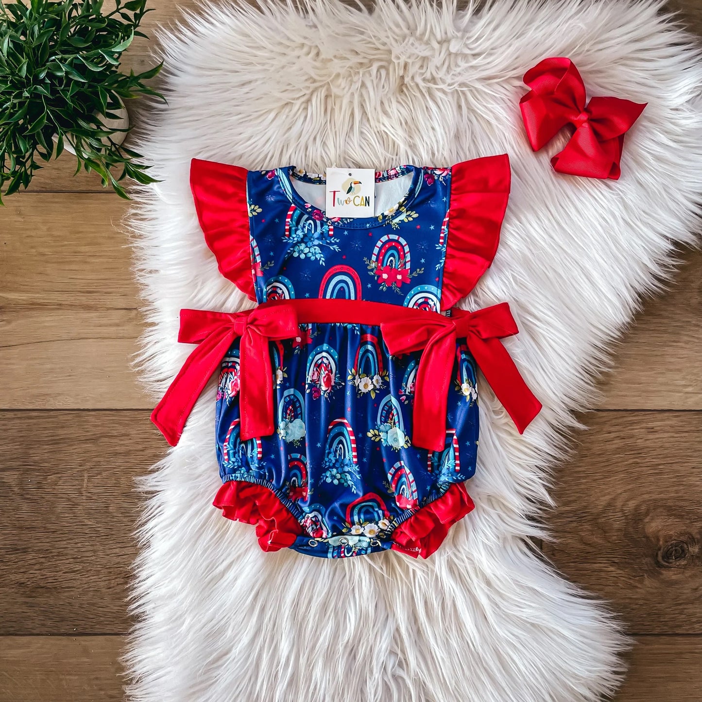 Americana Floral Rainbow Romper