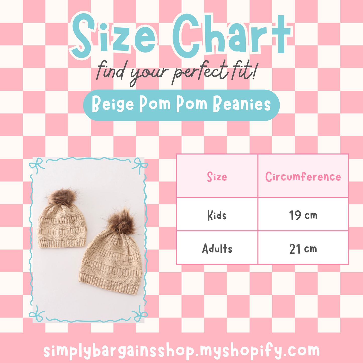 Beige Pom Pom Beanies