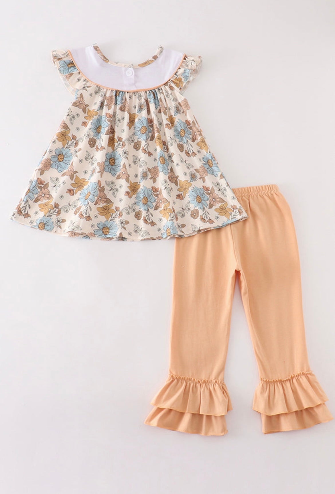 Embroidered Pumpkin Floral Pants Set