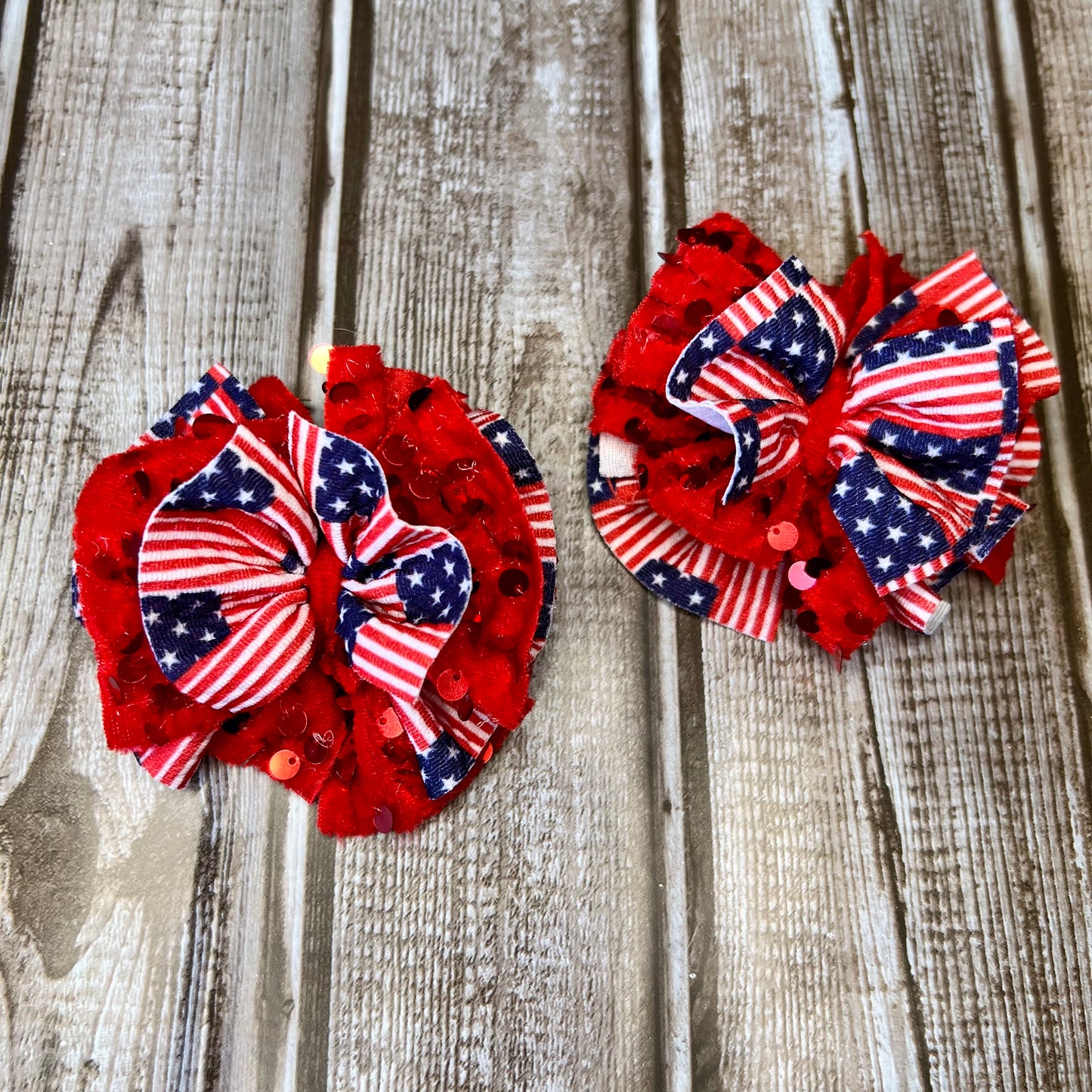 American Flag Shredded Bows & Headwraps