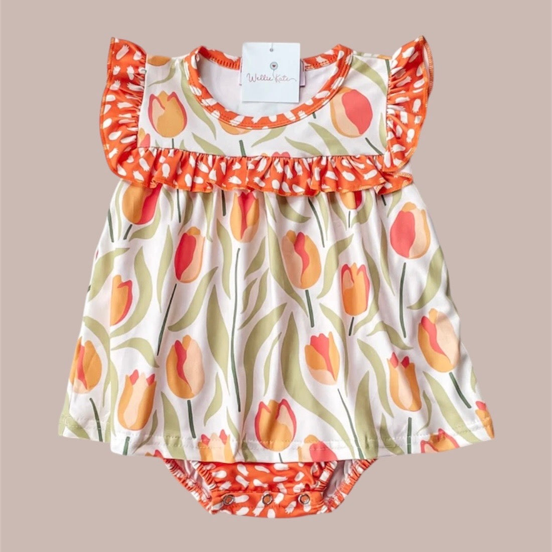 Orange Tulip Onesie Dress