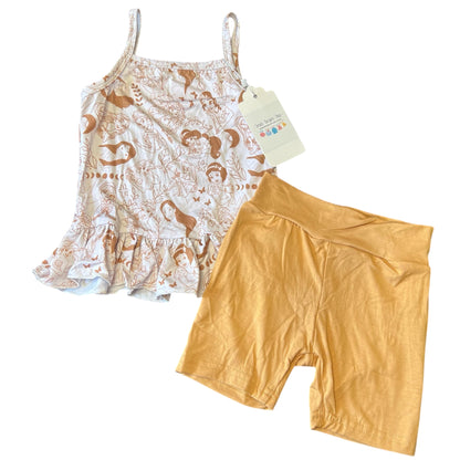 Boho Princess Peplum & Biker Shorts Outfit